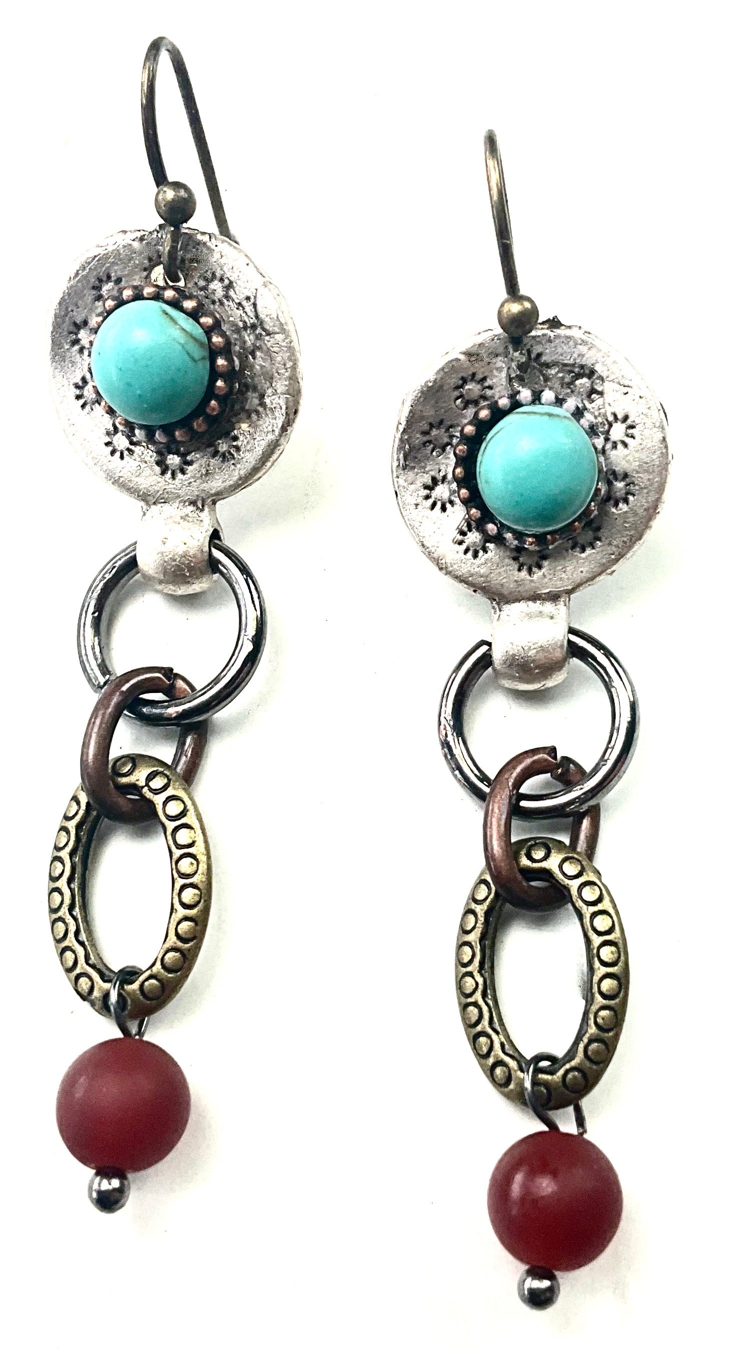 Lost & Found Trading Sedona Country Solar Burst Dangle Earrings with Stones-Earrings-Lost And Found-Deja Nu Boutique, Women's Fashion Boutique in Lampasas, Texas