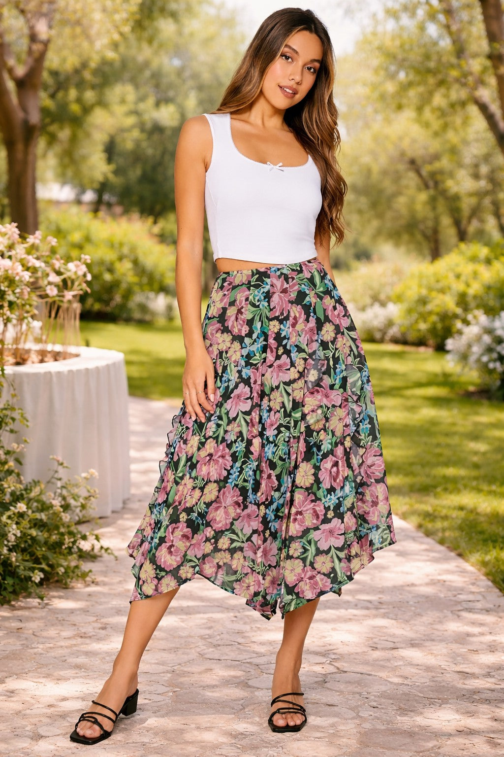 Lost + Wander Camilla Bloom Maxi Skirt In Black Multi Floral-Skirts-Lost + Wander-Deja Nu Boutique, Women's Fashion Boutique in Lampasas, Texas