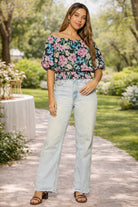 Lost + Wander Camilla Bloom Top In Black Multi Floral-Tops-Lost + Wander-Deja Nu Boutique, Women's Fashion Boutique in Lampasas, Texas