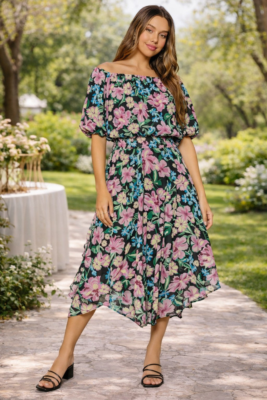 Lost + Wander Camilla Bloom Top In Black Multi Floral-Tops-Lost + Wander-Deja Nu Boutique, Women's Fashion Boutique in Lampasas, Texas