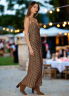 Lost + Wander Heritage Revival Brown Multi Cupro Satin Maxi Dress-Maxi Dresses-Lost + Wander-Deja Nu Boutique, Women's Fashion Boutique in Lampasas, Texas