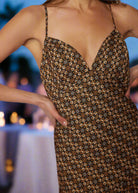 Lost + Wander Heritage Revival Brown Multi Cupro Satin Maxi Dress-Maxi Dresses-Lost + Wander-Deja Nu Boutique, Women's Fashion Boutique in Lampasas, Texas