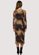 Lost + Wander Luminous Shadow Power Mesh Midi Dress in Brown Multi-Dresses-Lost + Wander-Deja Nu Boutique, Women's Fashion Boutique in Lampasas, Texas