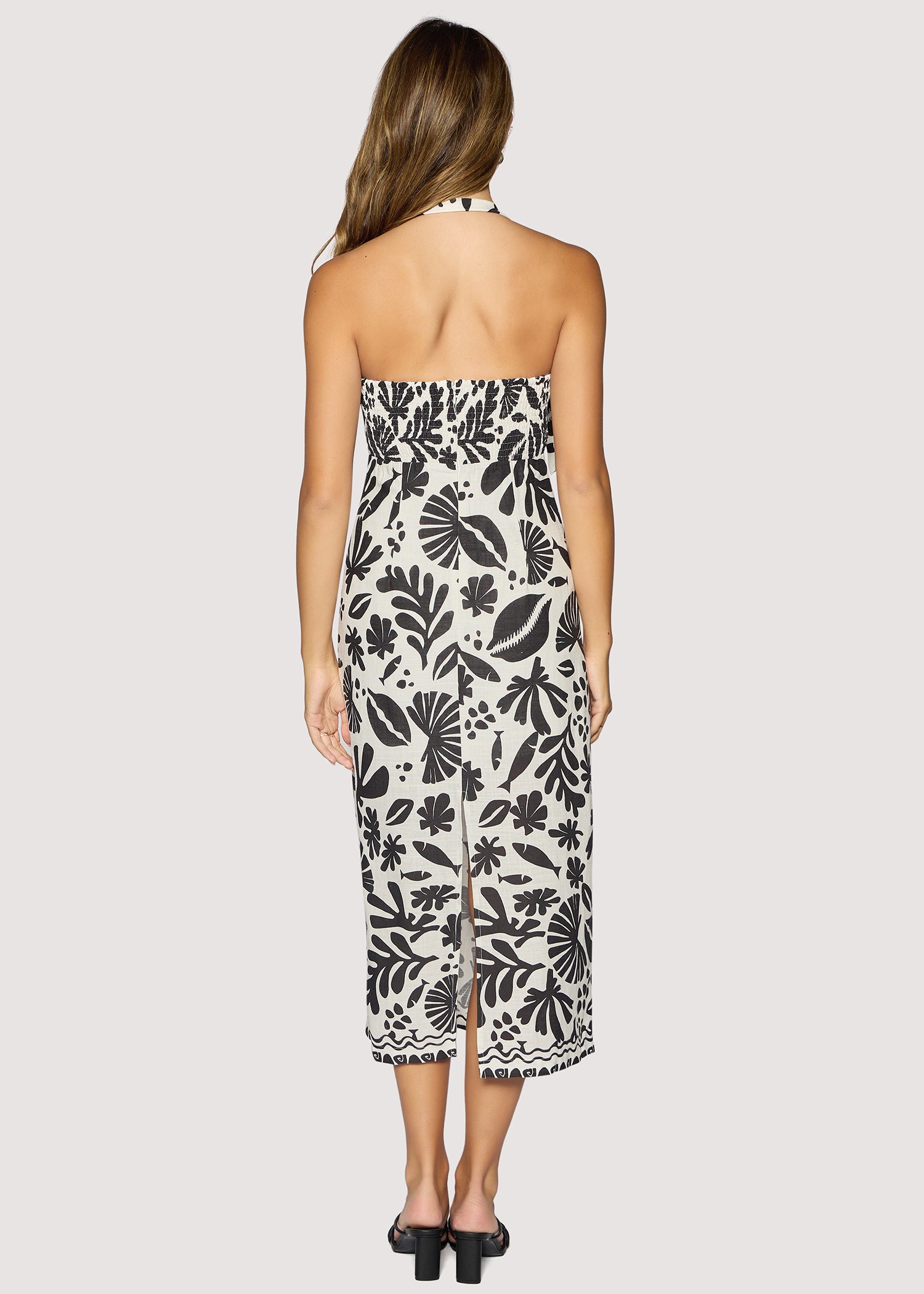 Lost + Wander Tropical Bliss Midi Dress in Off White & Black-Midi Dresses-Lost + Wander-Deja Nu Boutique, Women's Fashion Boutique in Lampasas, Texas