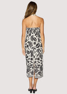 Lost + Wander Tropical Bliss Midi Dress in Off White & Black-Midi Dresses-Lost + Wander-Deja Nu Boutique, Women's Fashion Boutique in Lampasas, Texas