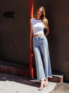 Lovervet by Vervet High Rise Rhinestone Wide Leg Jeans in Telekinesis Wash-Jeans-Lovervet by Vervet-Deja Nu Boutique, Women's Fashion Boutique in Lampasas, Texas