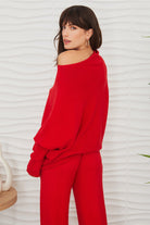 MILIO MILANO Asymmetrical Sweater In Red-Sweaters-Milio Milano-Deja Nu Boutique, Women's Fashion Boutique in Lampasas, Texas