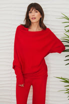 MILIO MILANO Asymmetrical Sweater In Red-Sweaters-Milio Milano-Deja Nu Boutique, Women's Fashion Boutique in Lampasas, Texas