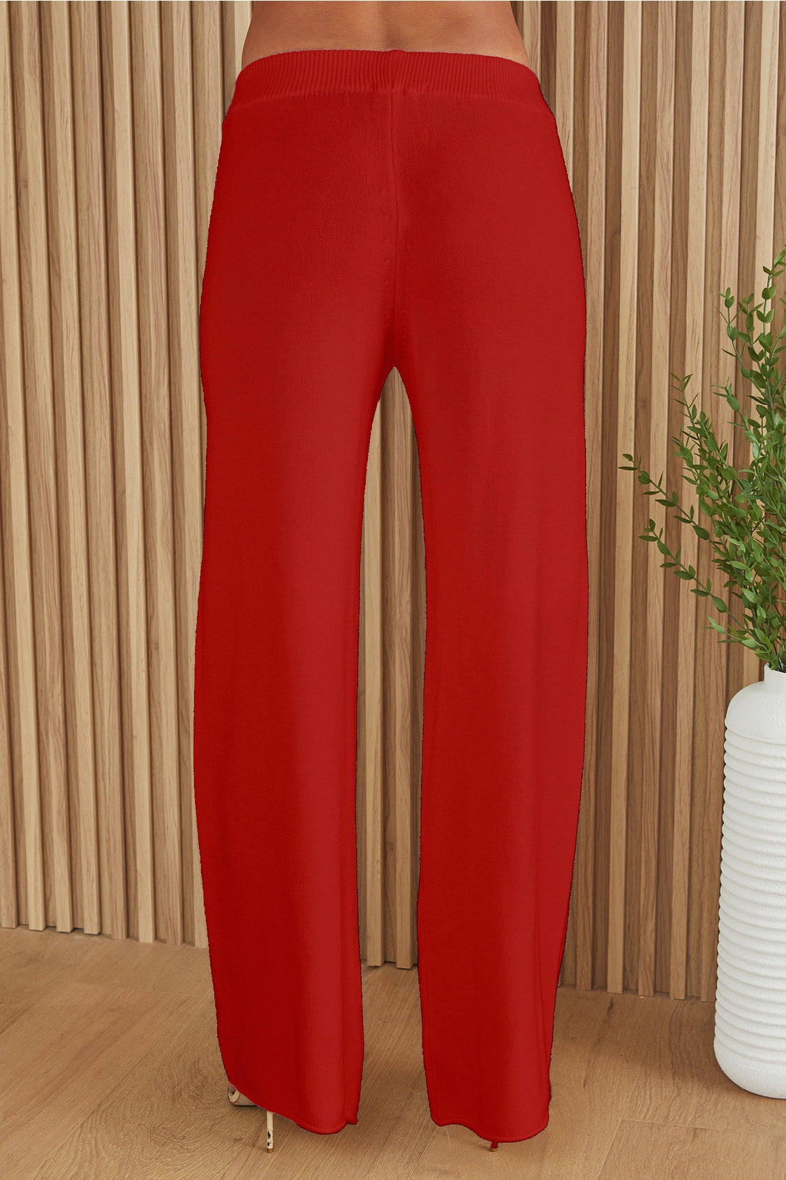 MILIO MILANO Italian Viscose Knit Flared Pant In Red-Bottoms-Milio Milano-Deja Nu Boutique, Women's Fashion Boutique in Lampasas, Texas