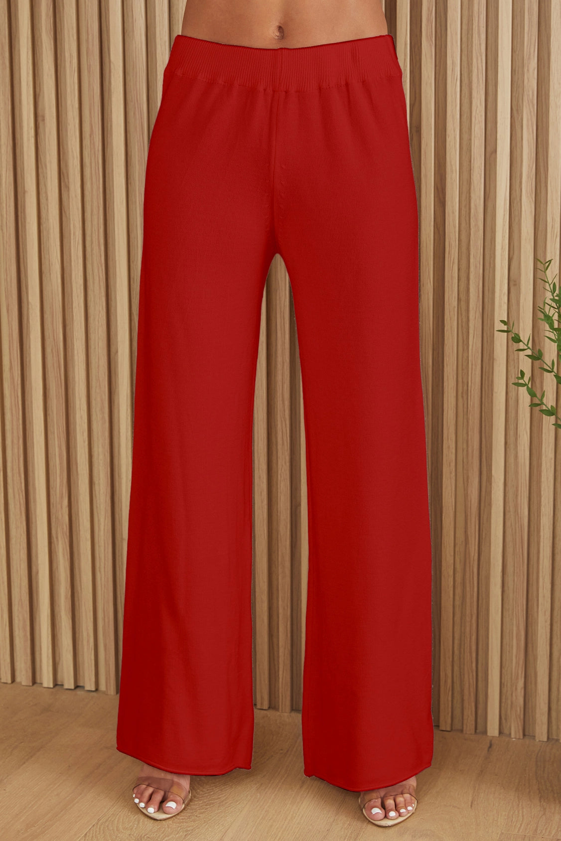 MILIO MILANO Italian Viscose Knit Flared Pant In Red-Bottoms-Milio Milano-Deja Nu Boutique, Women's Fashion Boutique in Lampasas, Texas