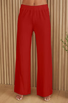 MILIO MILANO Italian Viscose Knit Flared Pant In Red-Bottoms-Milio Milano-Deja Nu Boutique, Women's Fashion Boutique in Lampasas, Texas