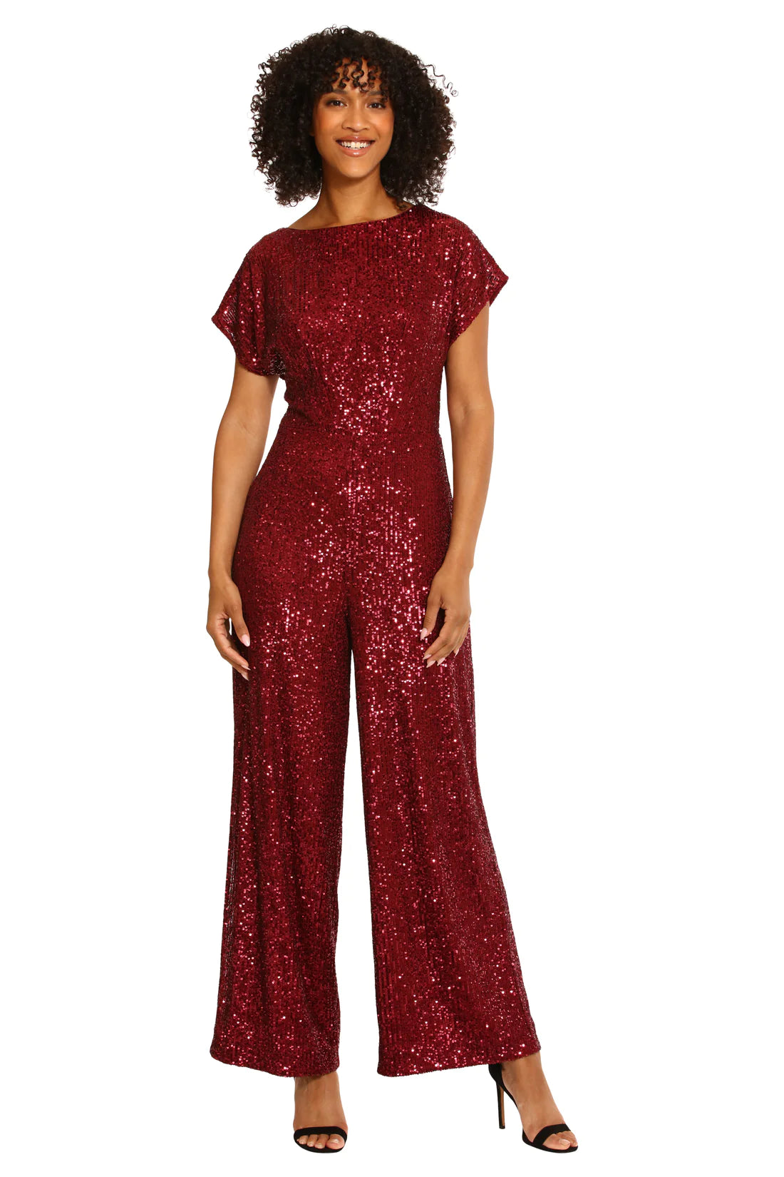 Maggy London Amber Sequin Jumpsuit In Burgundy-Rompers & Jumpsuits-Maggy London-Deja Nu Boutique, Women's Fashion Boutique in Lampasas, Texas