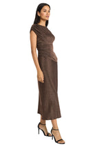 Maggy London Cap Sleeve Metallic Midi Dress In Copper-Midi Dresses-Maggy London-Deja Nu Boutique, Women's Fashion Boutique in Lampasas, Texas