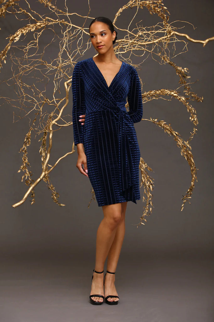 Maggy London Lysandra Blue Velvet Dress-Short Dresses-Maggy London-Deja Nu Boutique, Women's Fashion Boutique in Lampasas, Texas