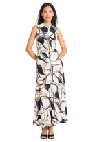 Maggy London Mock Neck Sleeveless Maxi Dress in Ivory Mocha-Maxi Dresses-Maggy London-Deja Nu Boutique, Women's Fashion Boutique in Lampasas, Texas