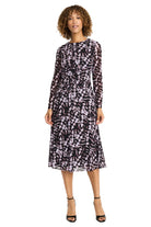 Maggy London Nariah Lilac Black Midi Dress-Midi Dresses-Maggy London-Deja Nu Boutique, Women's Fashion Boutique in Lampasas, Texas