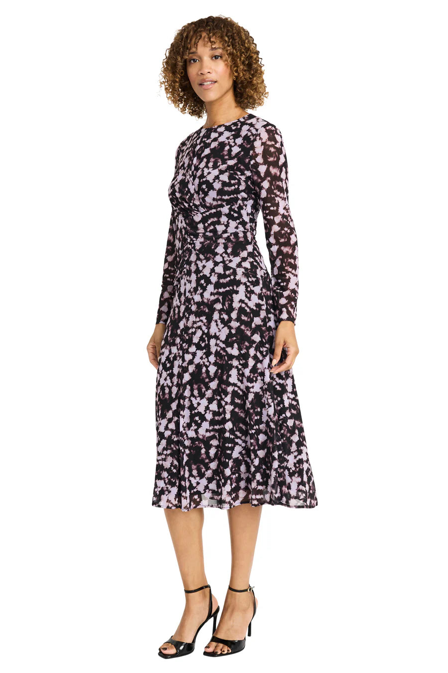 Maggy London Nariah Lilac Black Midi Dress-Midi Dresses-Maggy London-Deja Nu Boutique, Women's Fashion Boutique in Lampasas, Texas