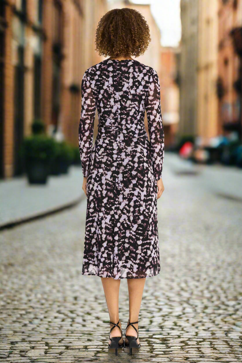 Maggy London Nariah Lilac Black Midi Dress-Midi Dresses-Maggy London-Deja Nu Boutique, Women's Fashion Boutique in Lampasas, Texas