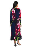 Maggy London Scarlett Navy Flame Floral Midi Dress-Midi Dresses-Maggy London-Deja Nu Boutique, Women's Fashion Boutique in Lampasas, Texas