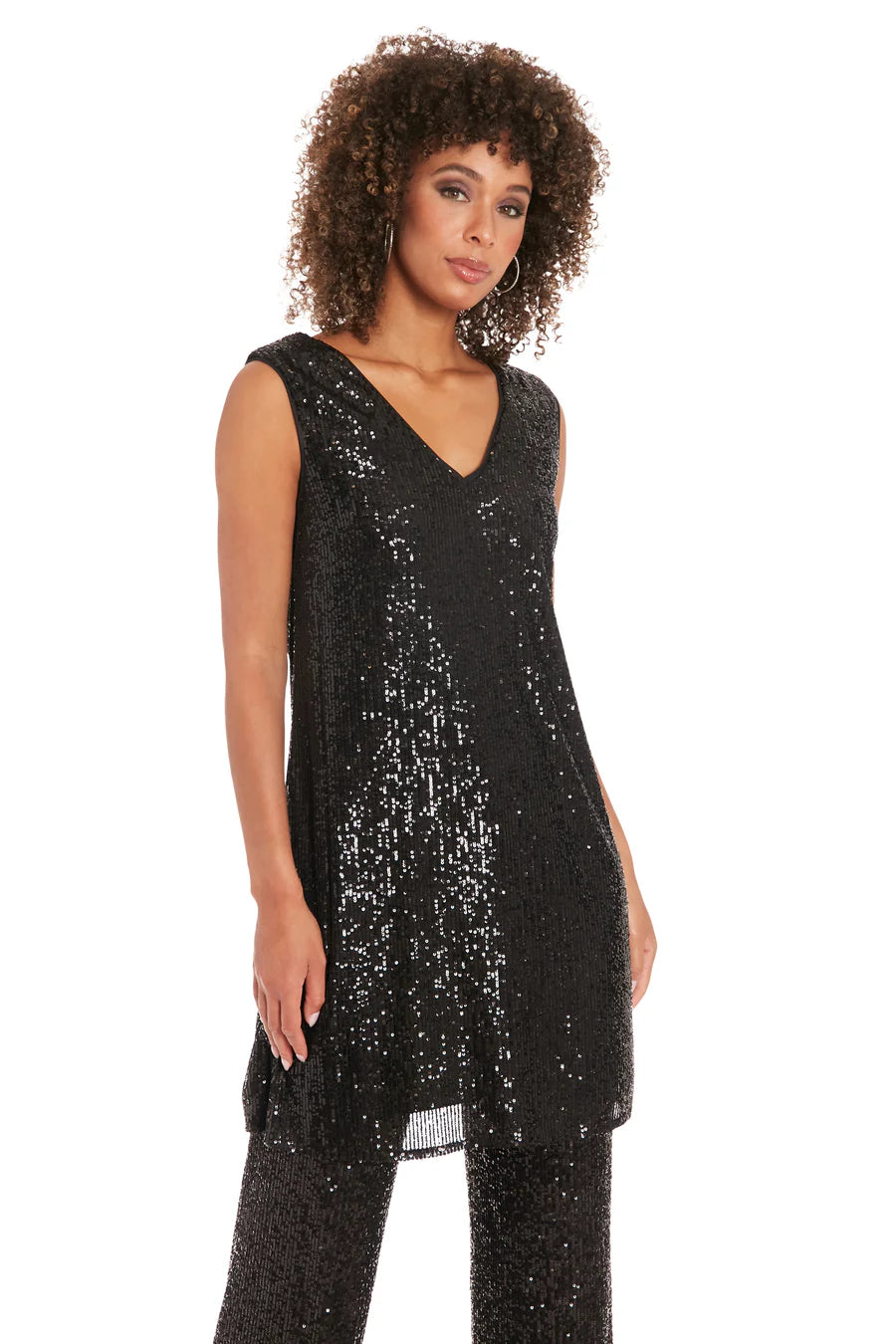 Maggy London Tribeca Sequin Tunic/Dress In Black-Dresses-Maggy London-Deja Nu Boutique, Women's Fashion Boutique in Lampasas, Texas