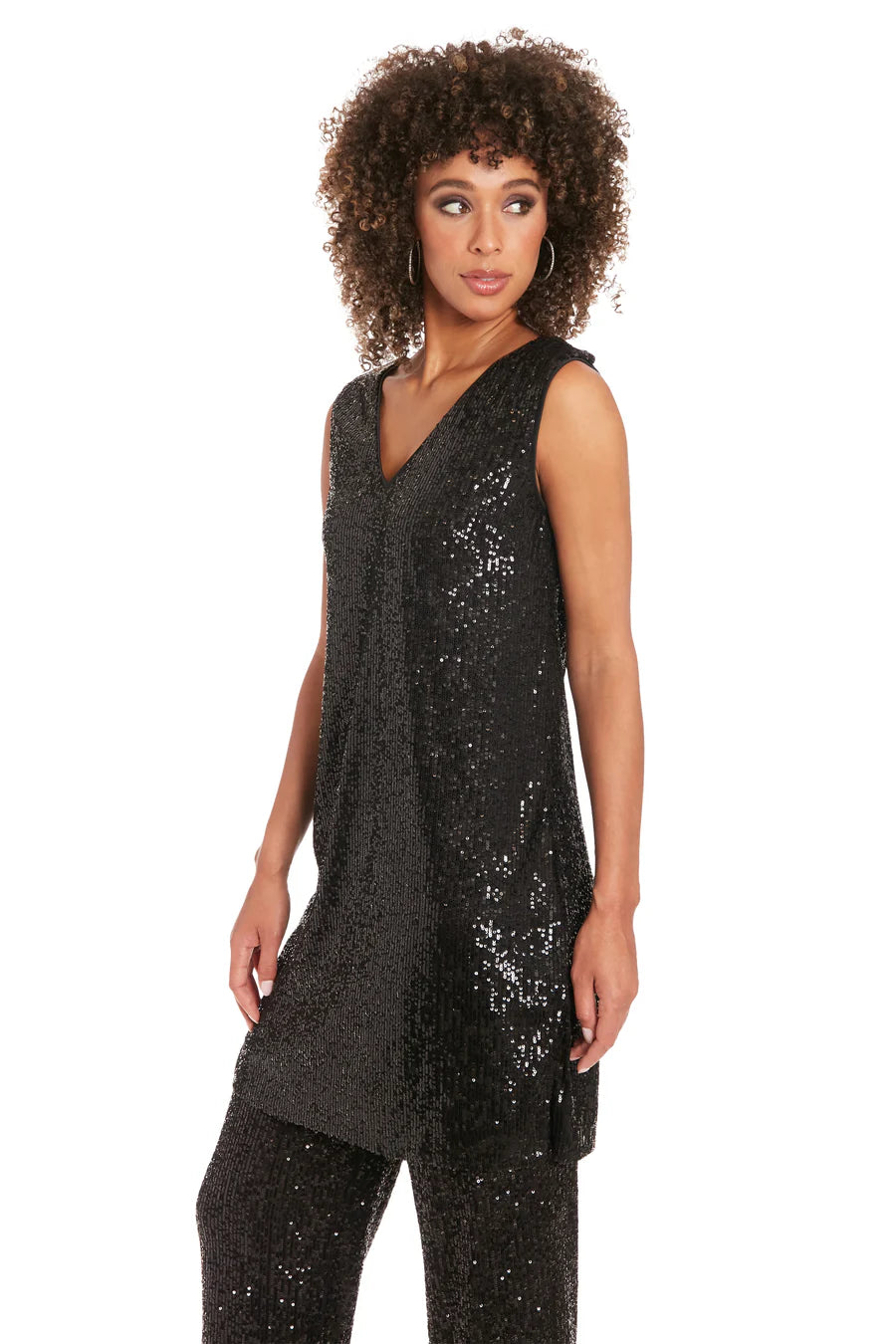 Maggy London Tribeca Sequin Tunic/Dress In Black-Dresses-Maggy London-Deja Nu Boutique, Women's Fashion Boutique in Lampasas, Texas