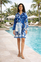 Maggy London Balloon Sleeve Mini Dress in Cream Blue-mini dress-Maggy London-Deja Nu Boutique, Women's Fashion Boutique in Lampasas, Texas