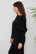 MILIO MILANO Italian Knit Raw Edge Sweater In Black Noir-Sweaters-Milio Milano-Deja Nu Boutique, Women's Fashion Boutique in Lampasas, Texas