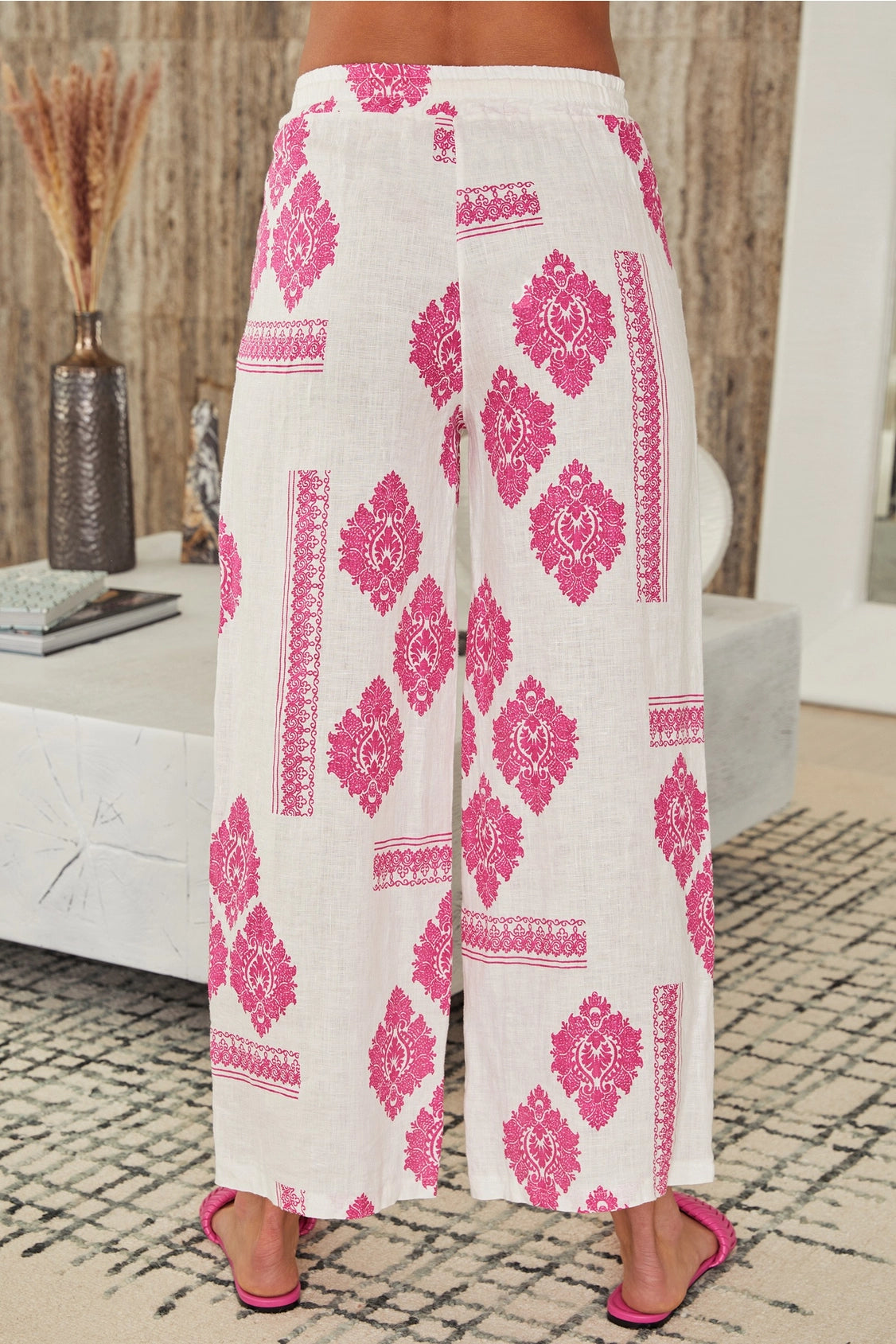 Milio Milano Linen Damask Pants-Bottoms-Milio Milano-Deja Nu Boutique, Women's Fashion Boutique in Lampasas, Texas