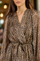 Molly Bracken Camel Lara Animal Print Midi Dress-Dresses-Molly Bracken-Deja Nu Boutique, Women's Fashion Boutique in Lampasas, Texas