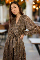 Molly Bracken Camel Lara Animal Print Midi Dress-Dresses-Molly Bracken-Deja Nu Boutique, Women's Fashion Boutique in Lampasas, Texas