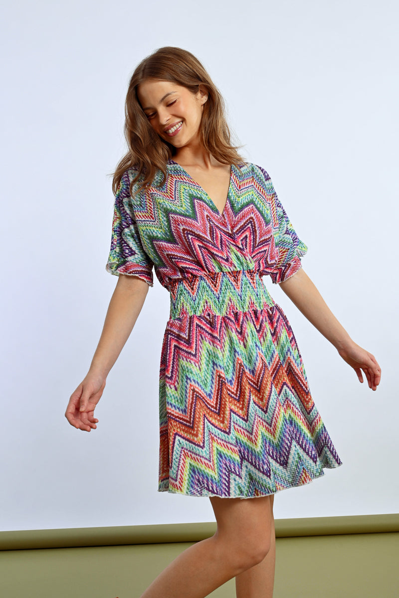 Molly Bracken Chevron Knit Dress – Multicolor Chic-Dresses-Molly Bracken-Deja Nu Boutique, Women's Fashion Boutique in Lampasas, Texas