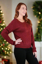 Molly Bracken Dark Red Bow Back Sweater-Sweaters-Molly Bracken-Deja Nu Boutique, Women's Fashion Boutique in Lampasas, Texas