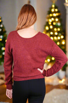 Molly Bracken Dark Red Bow Back Sweater-Sweaters-Molly Bracken-Deja Nu Boutique, Women's Fashion Boutique in Lampasas, Texas
