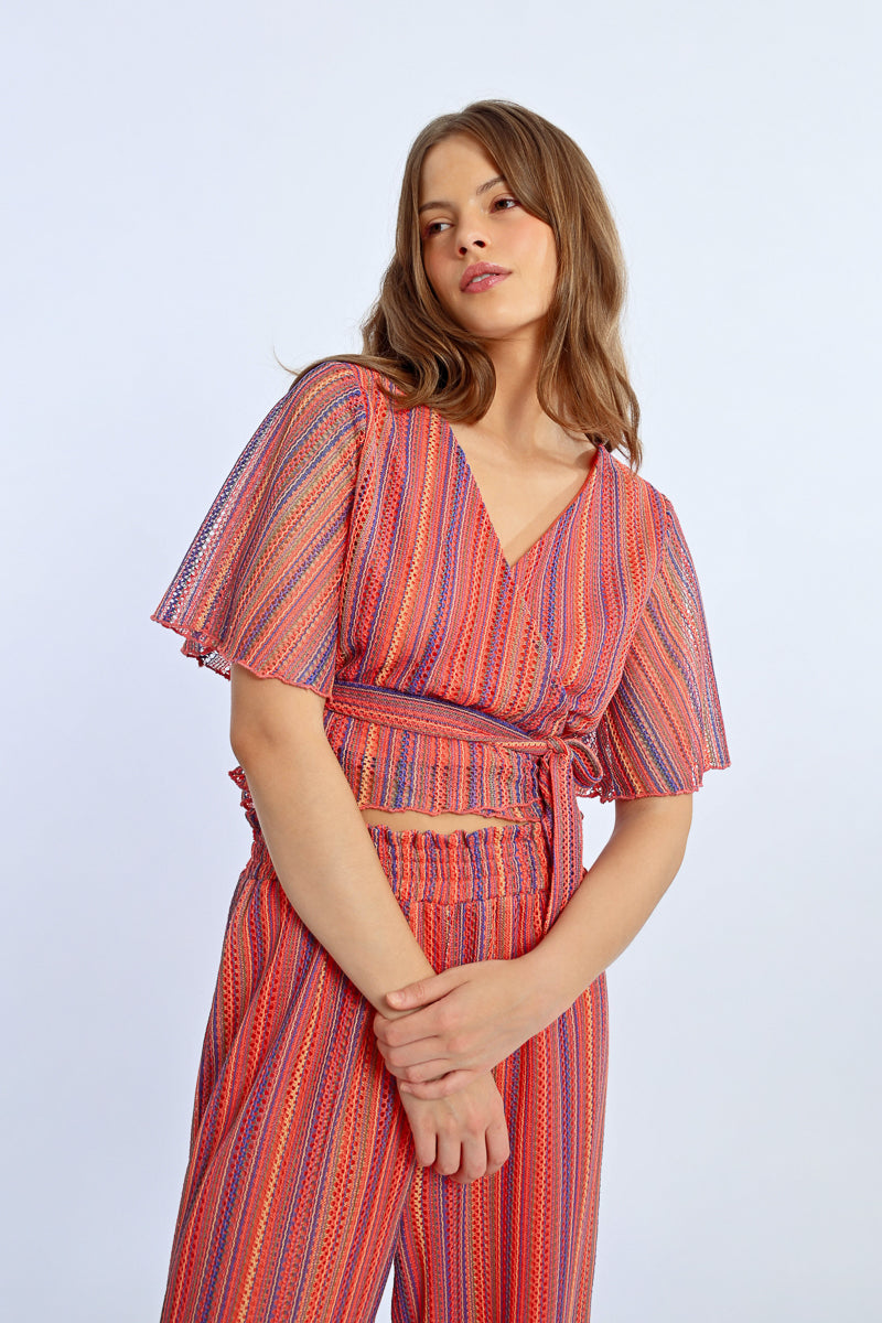 Molly Bracken Knit Wrap Top – Multicolor Boho Chic-Tops-Molly Bracken-Deja Nu Boutique, Women's Fashion Boutique in Lampasas, Texas