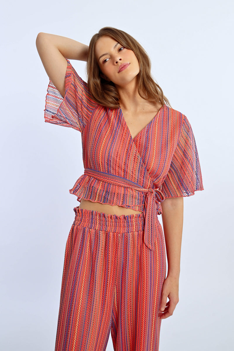 Molly Bracken Knit Wrap Top – Multicolor Boho Chic-Tops-Molly Bracken-Deja Nu Boutique, Women's Fashion Boutique in Lampasas, Texas