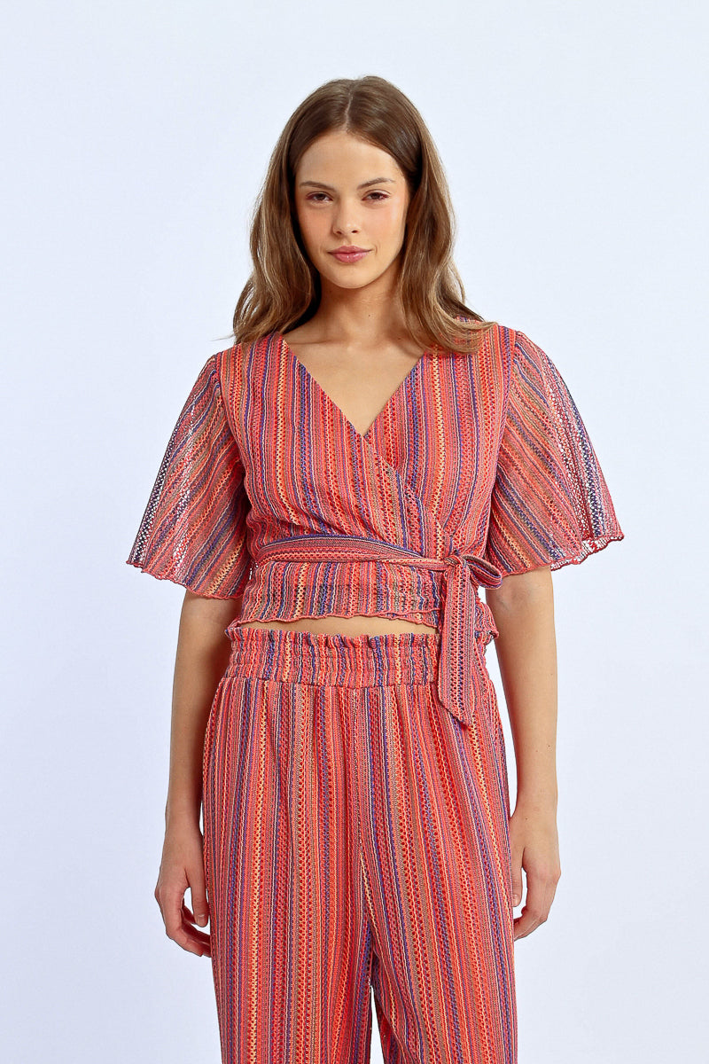 Molly Bracken Knit Wrap Top – Multicolor Boho Chic-Tops-Molly Bracken-Deja Nu Boutique, Women's Fashion Boutique in Lampasas, Texas