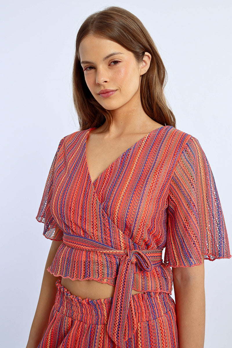 Molly Bracken Knit Wrap Top – Multicolor Boho Chic-Tops-Molly Bracken-Deja Nu Boutique, Women's Fashion Boutique in Lampasas, Texas