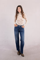 Molly Bracken Mock Neck Sheer Lace Top In Black, Cream, Navy and Pink-Lace Top-Molly Bracken-Deja Nu Boutique, Women's Fashion Boutique in Lampasas, Texas