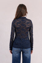 Molly Bracken Mock Neck Sheer Lace Top In Black, Cream, Navy and Pink-Lace Top-Molly Bracken-Deja Nu Boutique, Women's Fashion Boutique in Lampasas, Texas