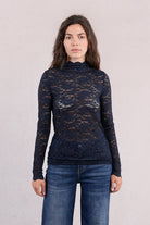 Molly Bracken Mock Neck Sheer Lace Top In Black, Cream, Navy and Pink-Lace Top-Molly Bracken-Deja Nu Boutique, Women's Fashion Boutique in Lampasas, Texas