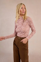 Molly Bracken Mock Neck Sheer Lace Top In Black, Cream, Navy and Pink-Lace Top-Molly Bracken-Deja Nu Boutique, Women's Fashion Boutique in Lampasas, Texas