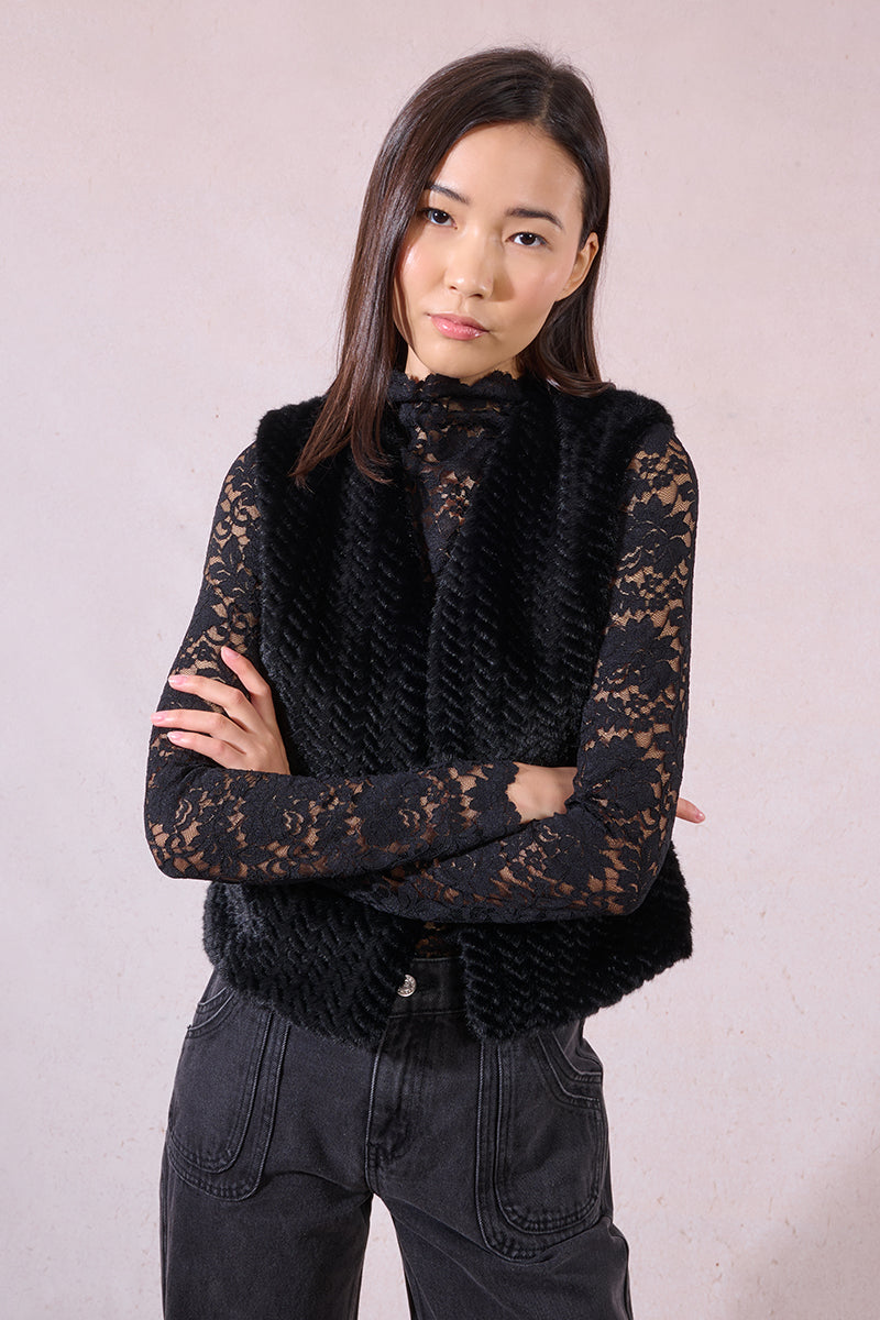 Molly Bracken Mock Neck Sheer Lace Top In Black, Cream, Navy and Pink-Lace Top-Molly Bracken-Deja Nu Boutique, Women's Fashion Boutique in Lampasas, Texas