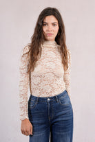Molly Bracken Mock Neck Sheer Lace Top In Black, Cream, Navy and Pink-Lace Top-Molly Bracken-Deja Nu Boutique, Women's Fashion Boutique in Lampasas, Texas