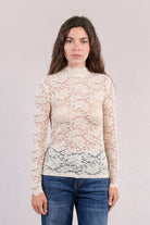 Molly Bracken Mock Neck Sheer Lace Top In Black, Cream, Navy and Pink-Lace Top-Molly Bracken-Deja Nu Boutique, Women's Fashion Boutique in Lampasas, Texas