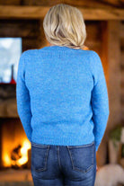 Molly Bracken Blue Rhinestone Embellished Sweater-Sweaters-Molly Bracken-Deja Nu Boutique, Women's Fashion Boutique in Lampasas, Texas