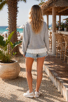 Molly Bracken Lili Sidonio Grey Lace Hem Oversized Sweatshirt-Sweaters-Molly Bracken-Deja Nu Boutique, Women's Fashion Boutique in Lampasas, Texas