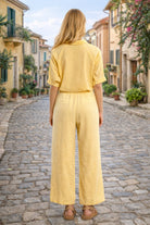 Molly Bracken Lili X Molly Tie-Front Shirt in Yellow-shirts-Molly Bracken-Deja Nu Boutique, Women's Fashion Boutique in Lampasas, Texas