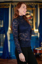 Molly Bracken Mock Neck Sheer Lace Top In Black, Cream, Navy and Pink-Lace Top-Molly Bracken-Deja Nu Boutique, Women's Fashion Boutique in Lampasas, Texas