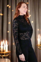 Molly Bracken Mock Neck Sheer Lace Top In Black, Cream, Navy and Pink-Lace Top-Molly Bracken-Deja Nu Boutique, Women's Fashion Boutique in Lampasas, Texas