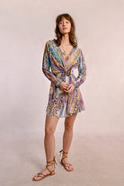 Molly Bracken Multicolor Paola Dress – Chic & Vibrant Wrap Mini-Dresses-Molly Bracken-Deja Nu Boutique, Women's Fashion Boutique in Lampasas, Texas